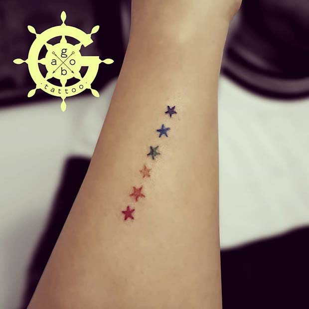 Rainbow Stars Tiny Tattoo Design