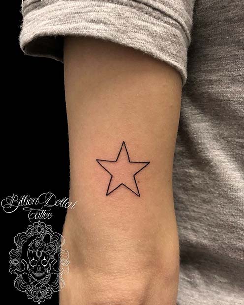 Simple Star Outline Tattoo Idea 