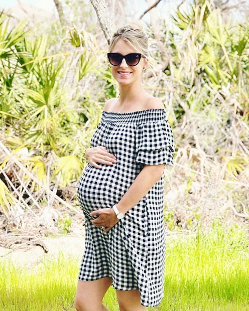 Summery Off the Shoulder Maternity Dress