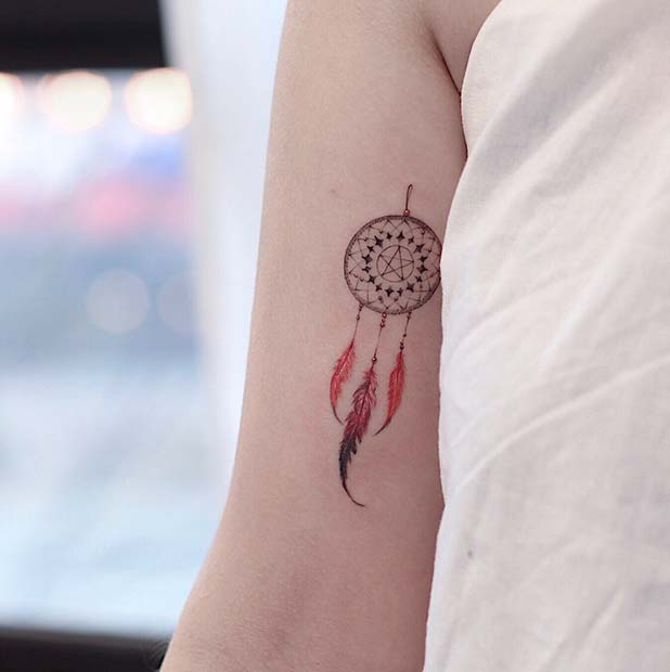 Trendy Dream Catcher Tattoo Design for Women