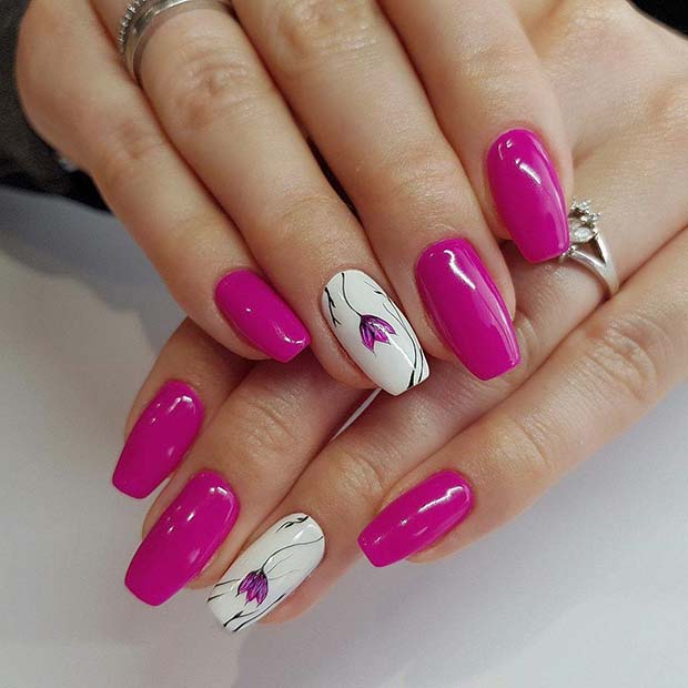 Vibrant Pink Spring Nails