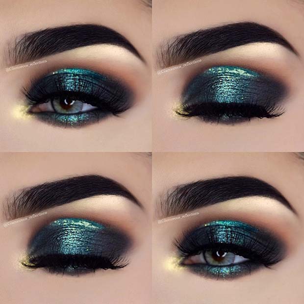 Beautiful Emerald Prom Makeup Idea