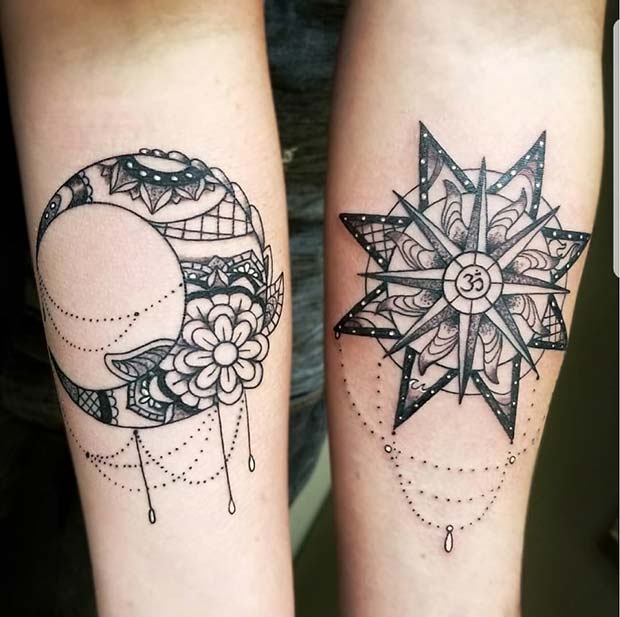 Sun And Moon Best Friend Tattoos