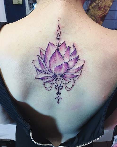 Beautiful Purple Lotus Flower Tattoo