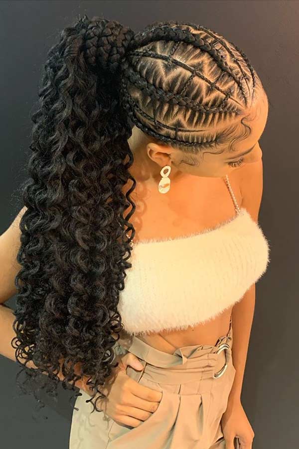 Braided Ponytail with Weave