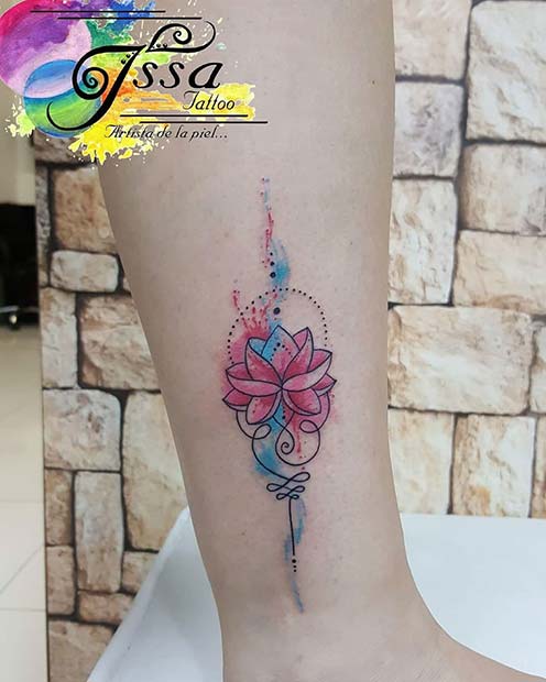 Watercolor Lotus Tattoo Design 