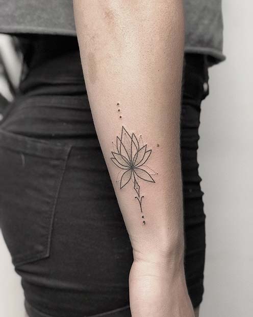 Delicate Lotus Flower Arm Tattoo