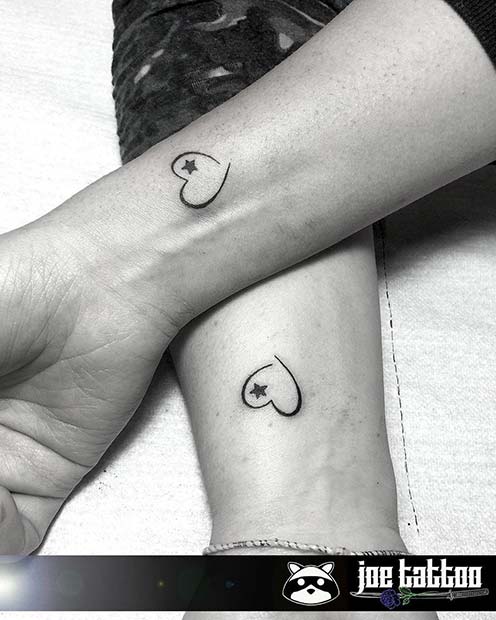 Matching Heart Tattoos for Best Friends 