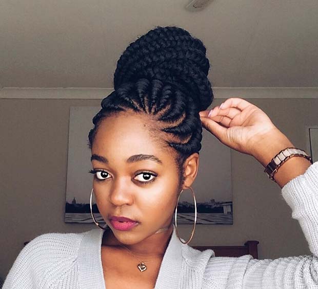 Black Braided Hairstyles In A Bun