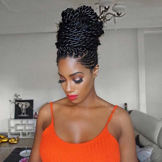 Elegant Twist Updo for Black Women 