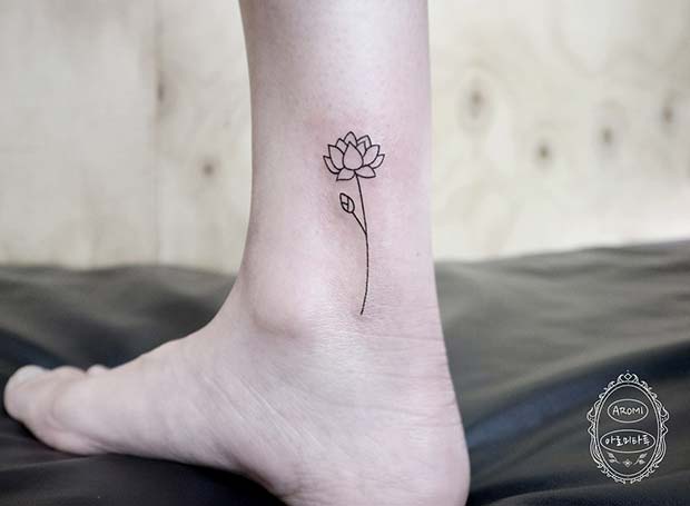 Simple Lotus Flower Tattoo Design 