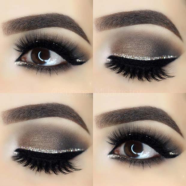 Smokey Eye with Silver Glitter Liner