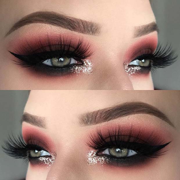 sparkly burgundy eyeshadow