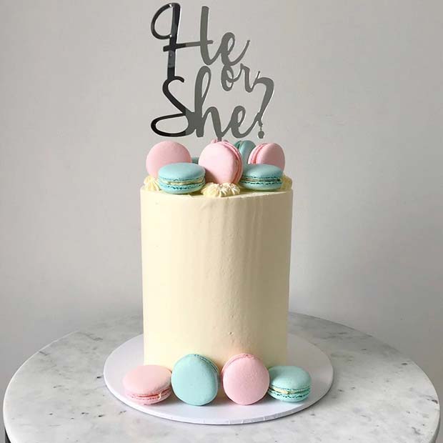 Elegant Baby Gender Reveal Cake Idea