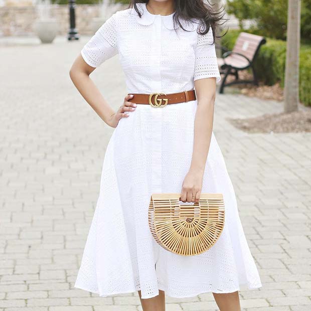 White Lace Dress Work Outfit Idea