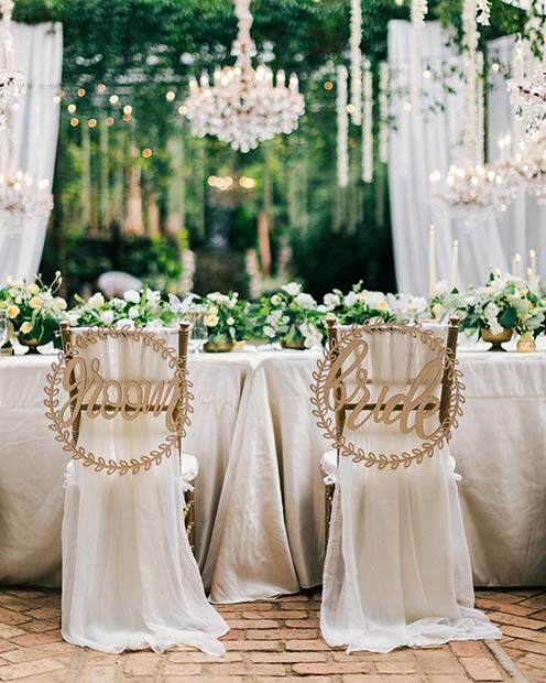 Beautiful Bride and Groom Chairs
