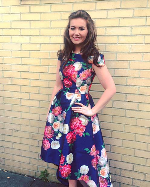 Bold Blue Floral Dress Idea