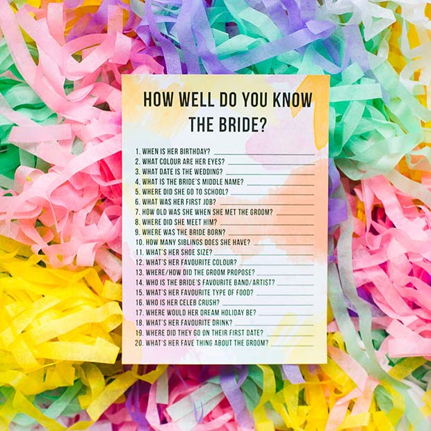 How Well do You Know the Bride Game Idea
