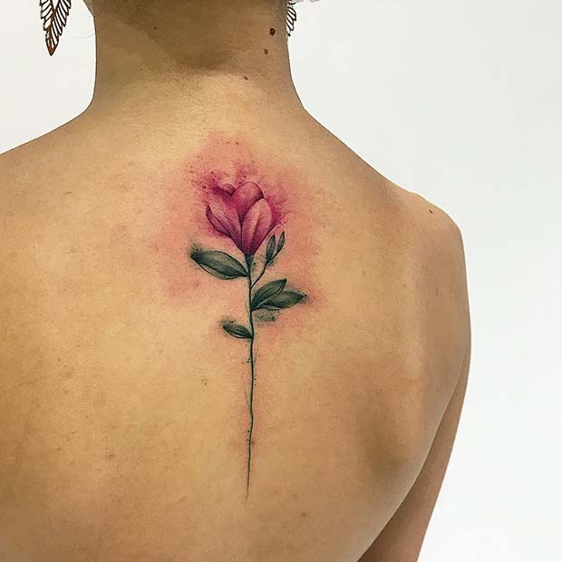 Watercolor Flower Black Tattoo Idea