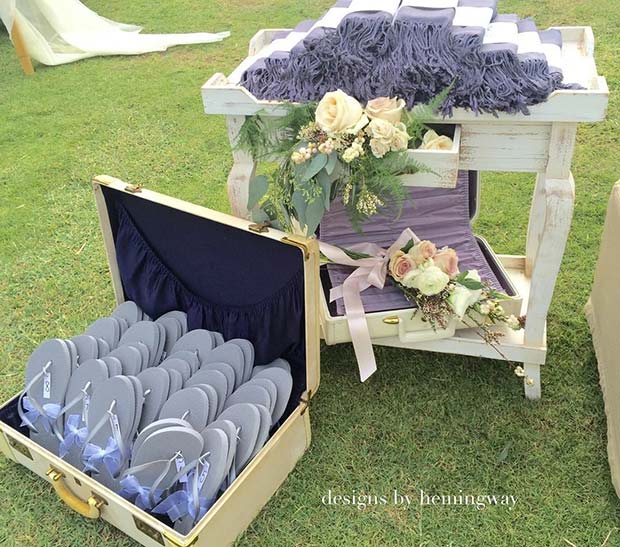 Flip Flops and Blanket Idea for an Outdoor Wedding 