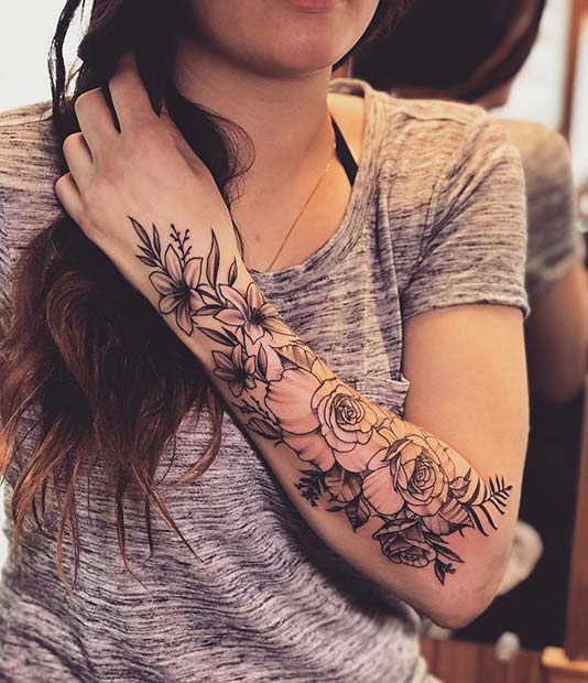 Black Dot Tattoos  floral upper arm piece by Beatrisa beatattooer tat  tats tattoo tattoos sgtattoo sgtattoos tattoosg singaporetattoo  tattoosingapore singaporetattooartist singaporetattoos sgtattooartist  ink blackworktattoo 