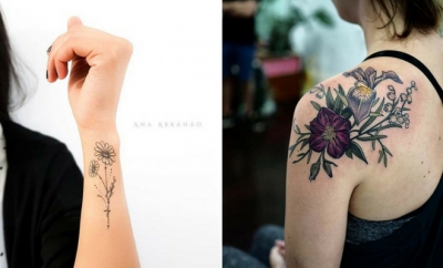 Ornamental lotus flower tattoo on the inner forearm