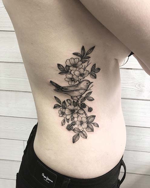 Floral Ribcage  Tattoo Abyss Montreal