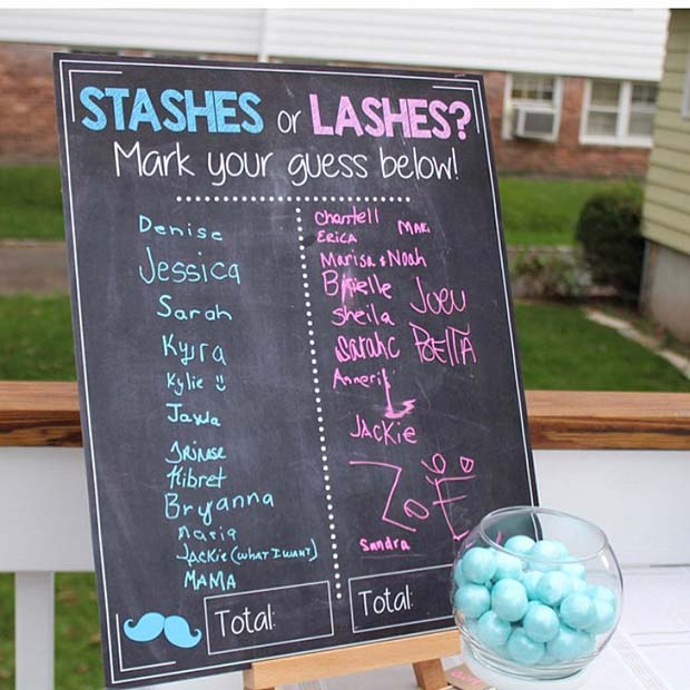 Stashes or Lashes Gender Reveal Game Idea