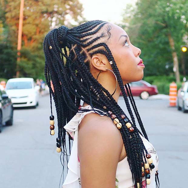 Half-Up, Half-Down Braids with Beads