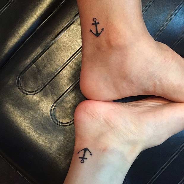 Matching Best Friends Anchor Tattoos