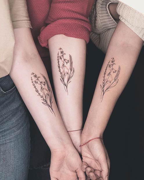 Matching Flower Tattoos for BFFs