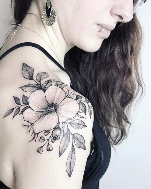 Sunflower Tattoo On Shoulder Color