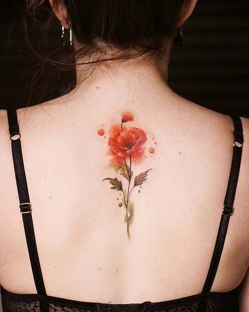 Pretty Poppy Back Tattoo Idea