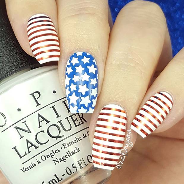 Cute Stars and Stripes Nails 
