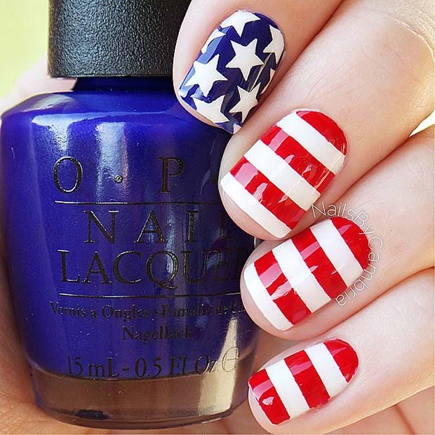 Stripes and Starts 4th of July Nails 