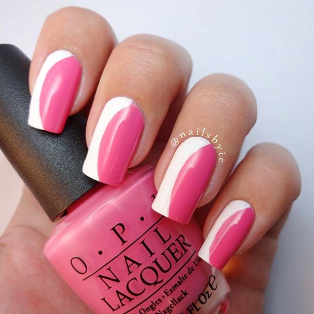 Stylish Pink and White Summer Nails