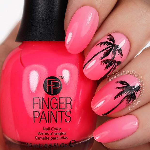 Tropical Palm Tree Nails 