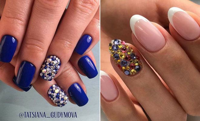 41 Elegant Nail Designs with Rhinestones - StayGlam