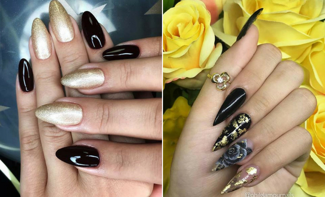 21 Beautiful Black And Gold Nail Designs Stayglam