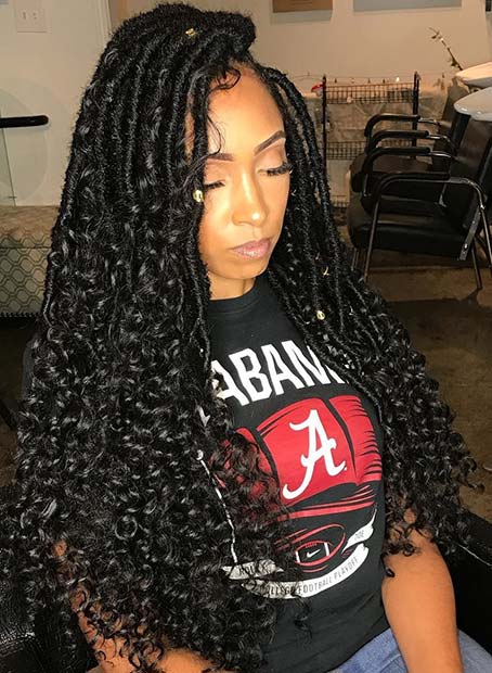 Goddess Faux Locs with Curly Ends
