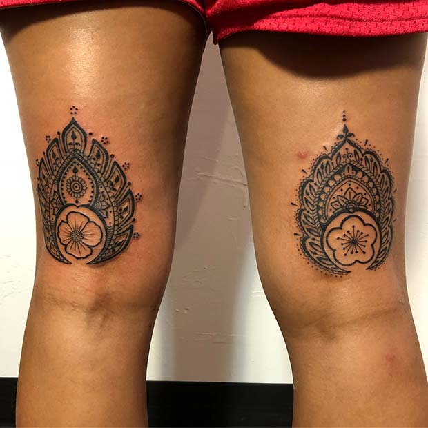 Two Floral Thigh Tattoos for Women