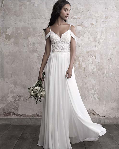 Elegant, Lace Off the Shoulder Wedding Gown