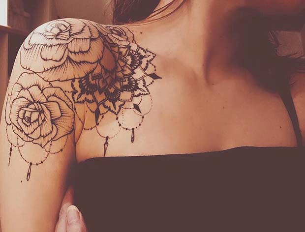 Flowers, Mandala and Jewelry Tattoo Design Idea