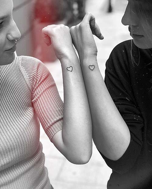 Simple Heart Sibling Tattoos 