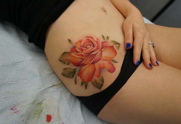 Large Rose Hip Tattoo