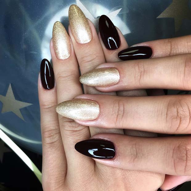 21 Beautiful Black and Gold Nail Designs  StayGlam