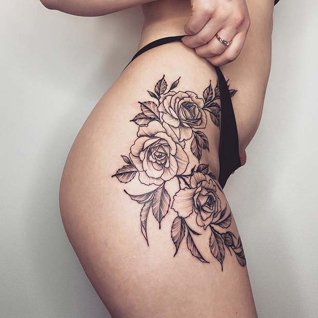 Sexy Rose Hip Tattoo Idea