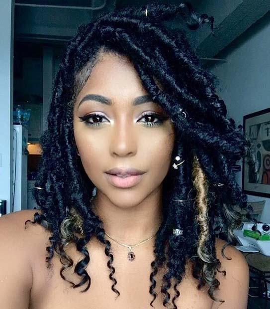 Short Faux Locs with Blonde