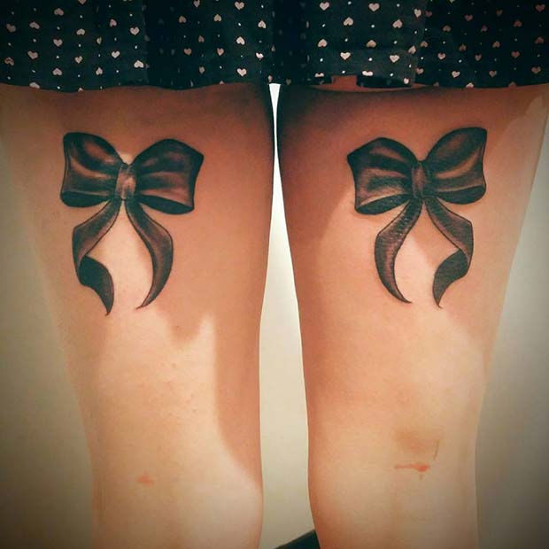 Bow Tattoos on Back of Thighs 