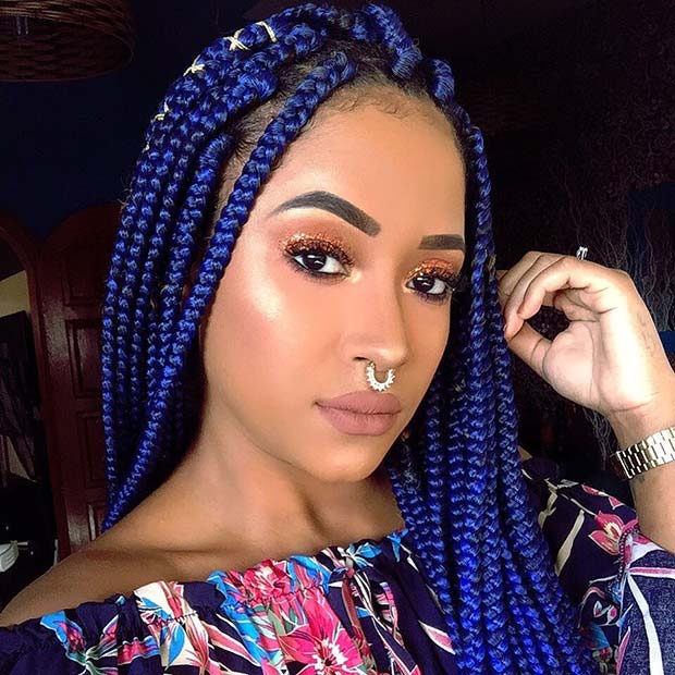 light blue box braids